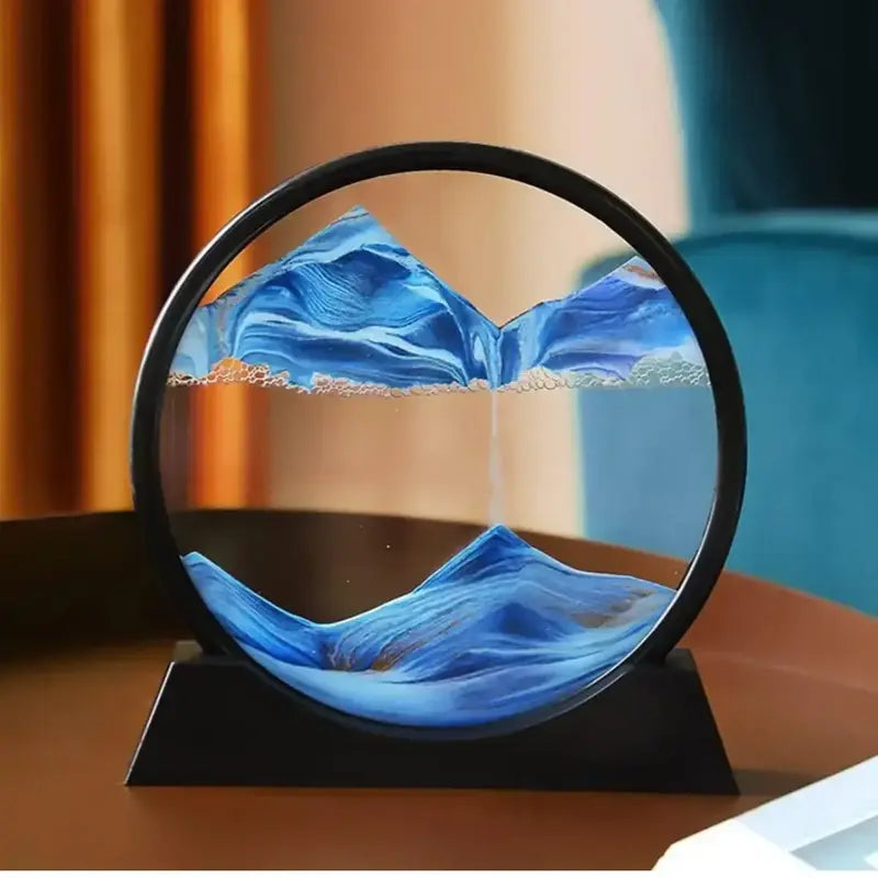 Arthink Moving Sand Art Picture - LiquId Motion Round Glass 3D Deep Sea Landscape