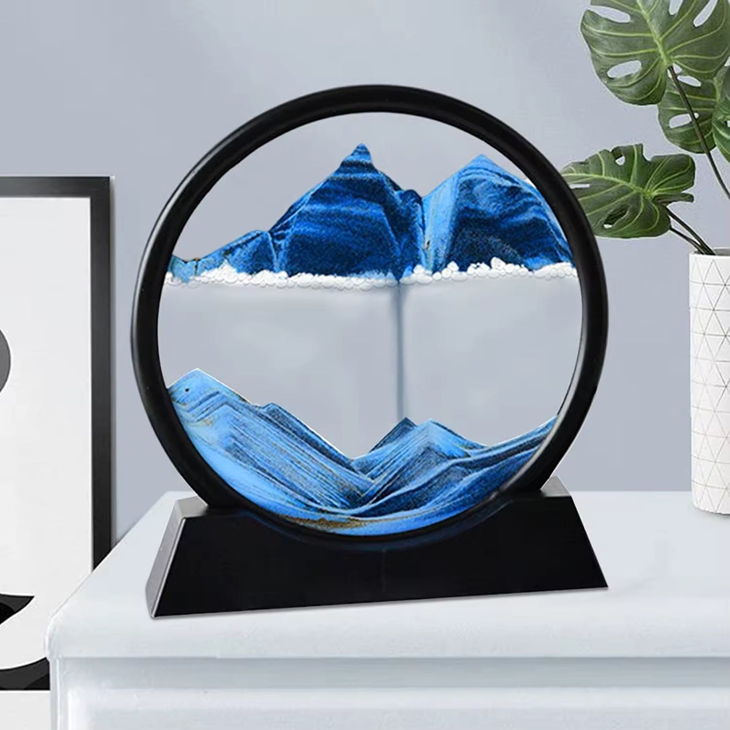 Arthink Moving Sand Art Picture - LiquId Motion Round Glass 3D Deep Sea Landscape