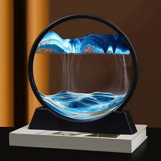 Arthink Moving Sand Art Picture - LiquId Motion Round Glass 3D Deep Sea Landscape