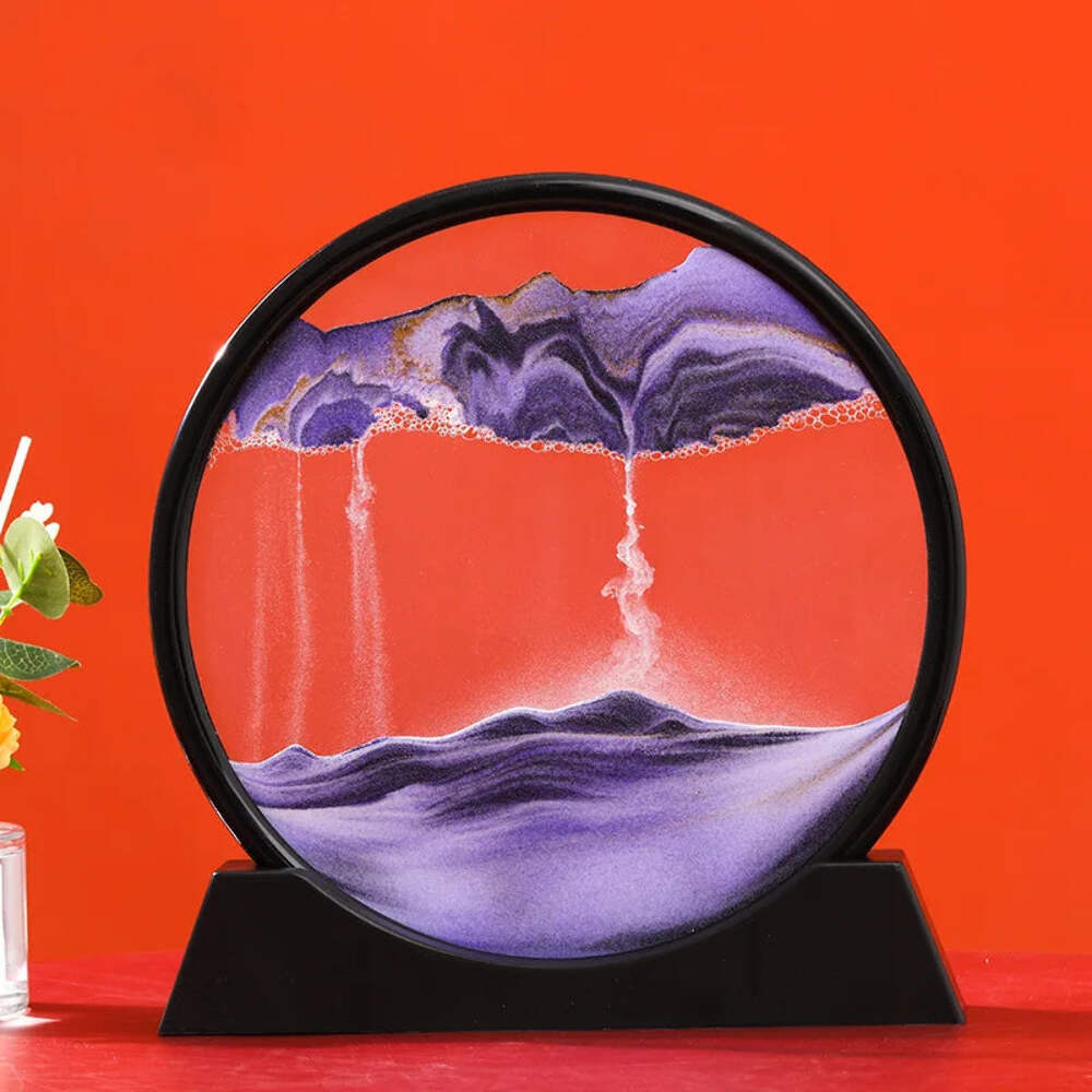 Arthink Moving Sand Art Picture - LiquId Motion Round Glass 3D Deep Sea Landscape