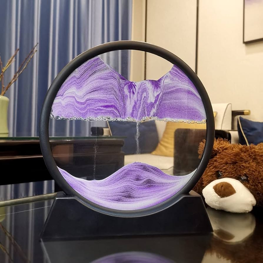 Arthink Moving Sand Art Picture - LiquId Motion Round Glass 3D Deep Sea Landscape