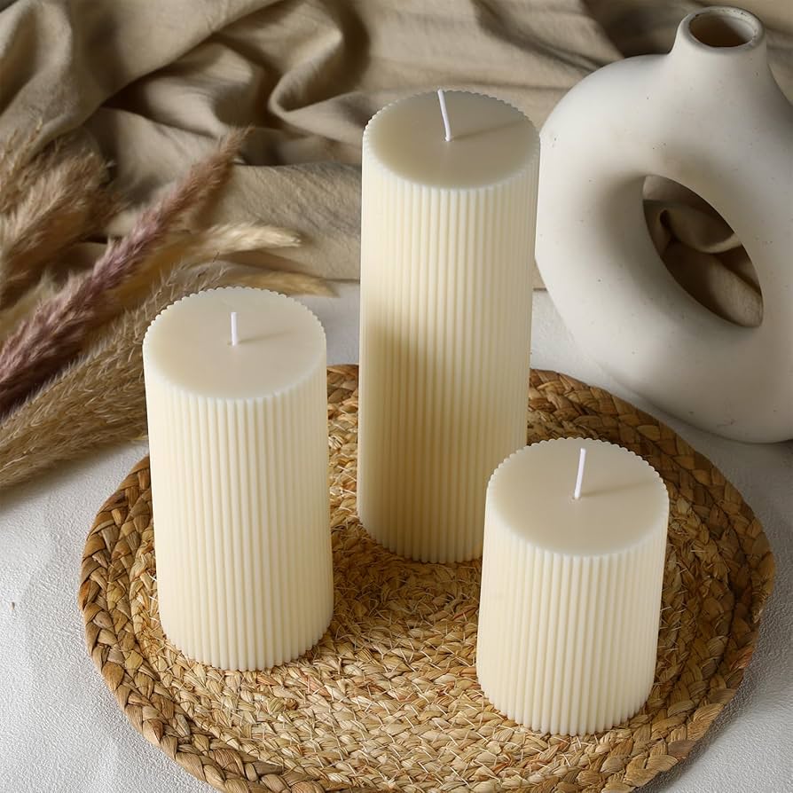 Ribbed Pillar Candles