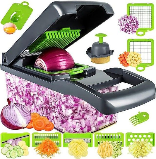 16-in-1 Vegetable Chopper & Slicer – Multifunctional Food Cutter with Stainless