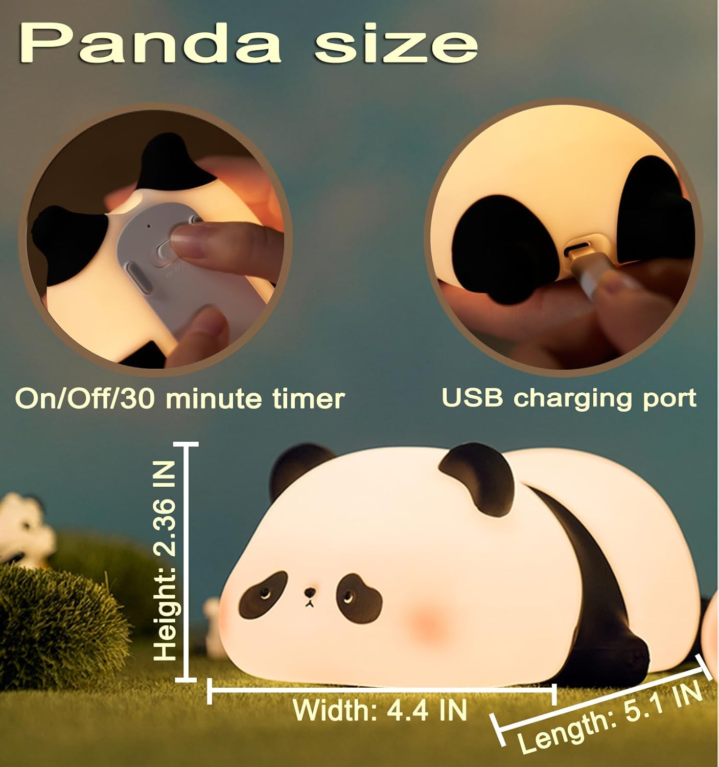 Rechargeable Silicon Panda Lamp